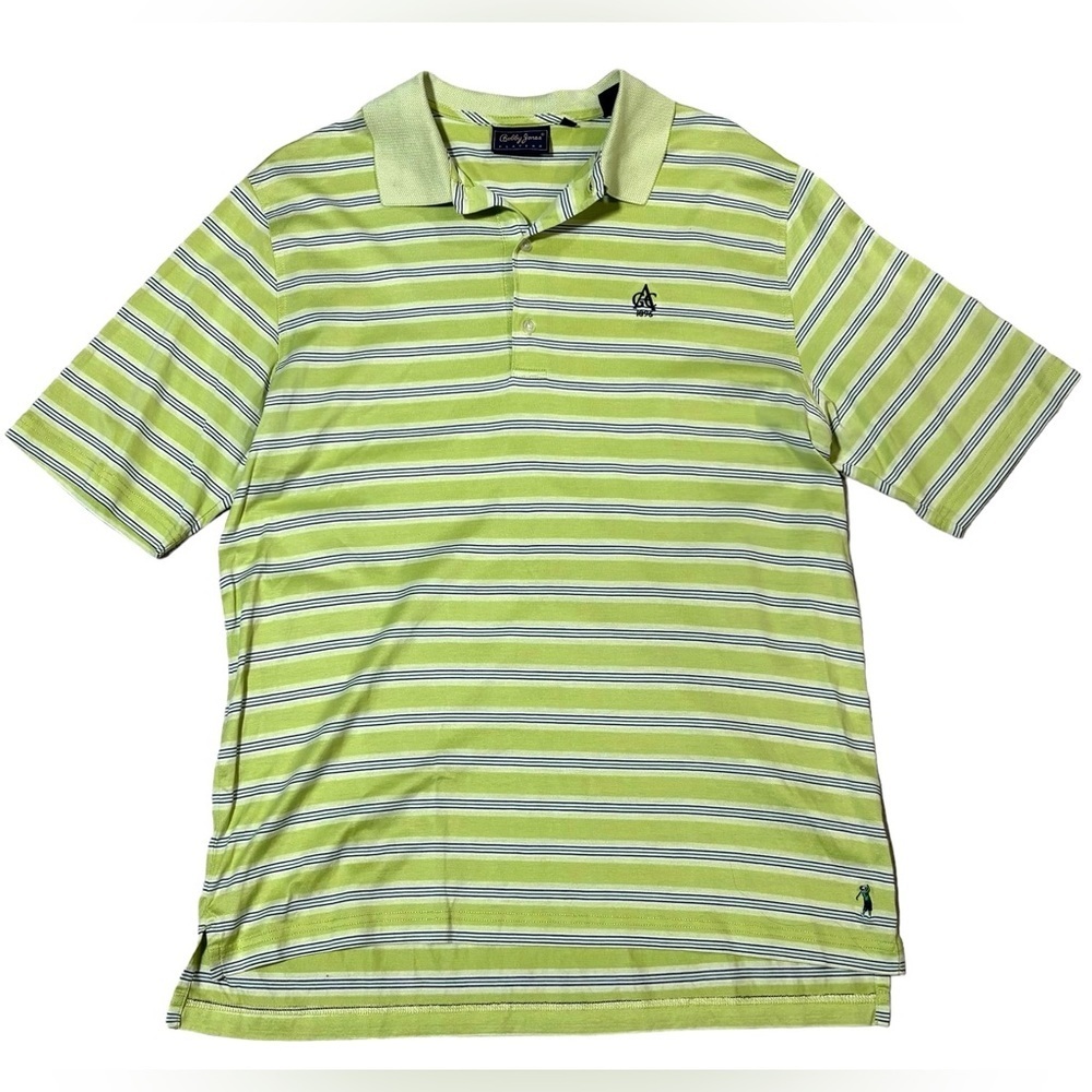Bobby Jones Polo Shirt Size Large Aronimink Golf Lime Green Stripe Embroidered